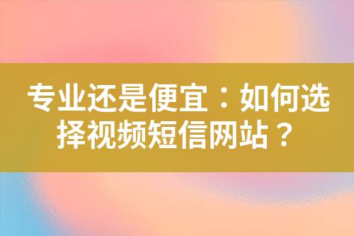 专业还是便宜：如何选择视频短信网站？