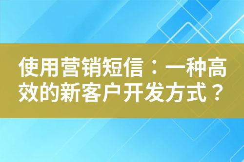 使用营销短信：一种高效的新客户开发方式？