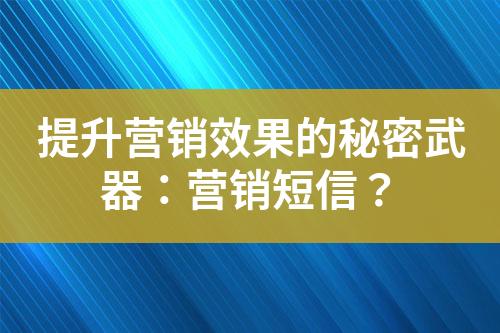 提升营销效果的秘密武器：营销短信？