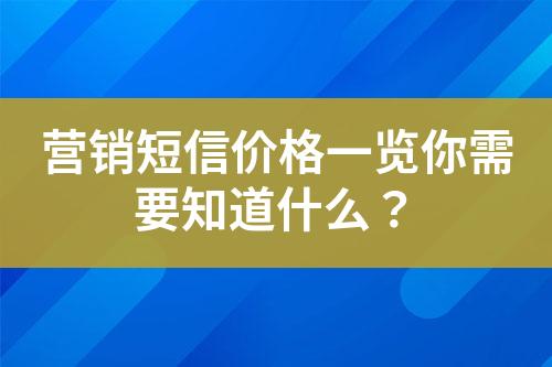 营销短信价格一览你需要知道什么？